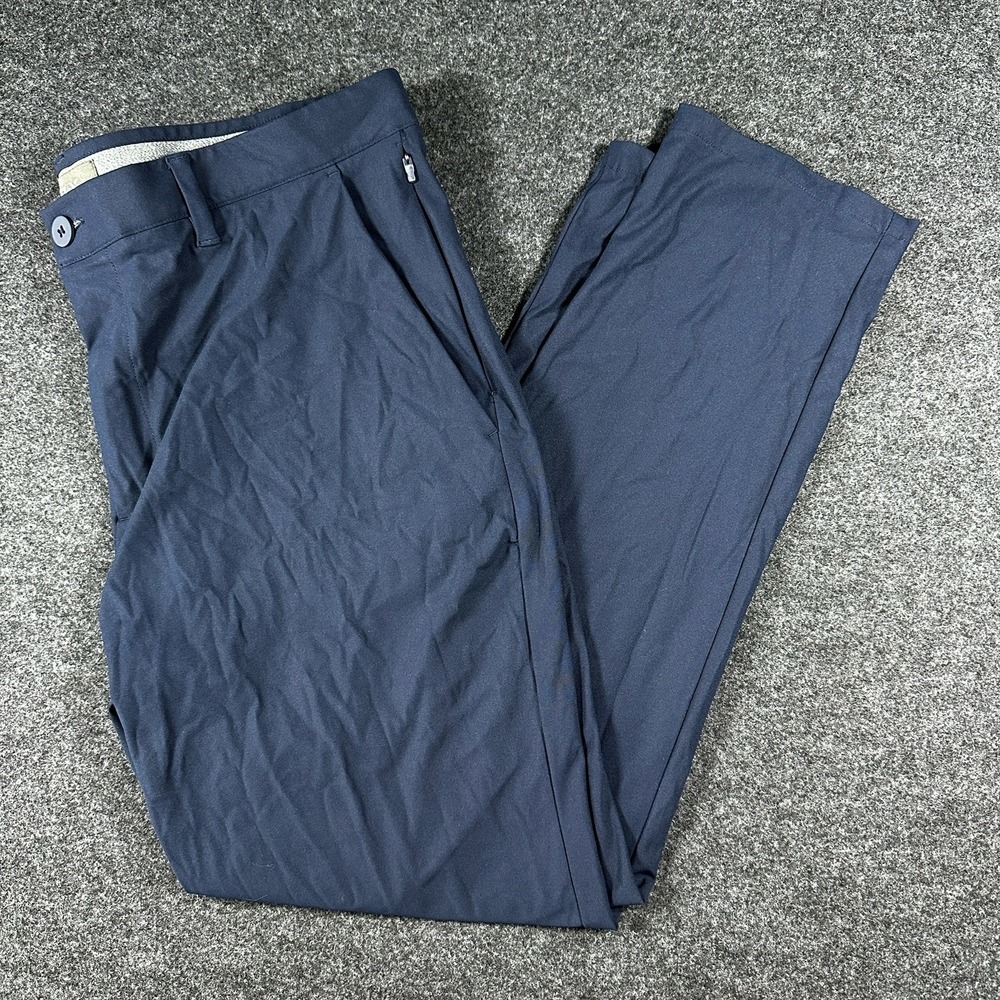 FLX Pants Mens 38x30 Navy Chino Performance Stretch Flat Front Mid Rise Stretch